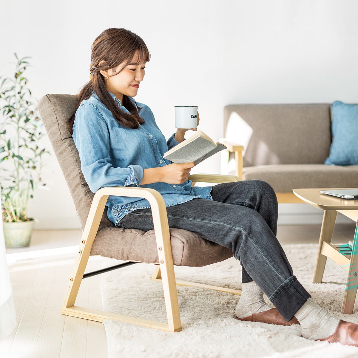 SANWA SUPPLY（サンワサプライ） 高座椅子 高齢者 リクライニング 肘掛