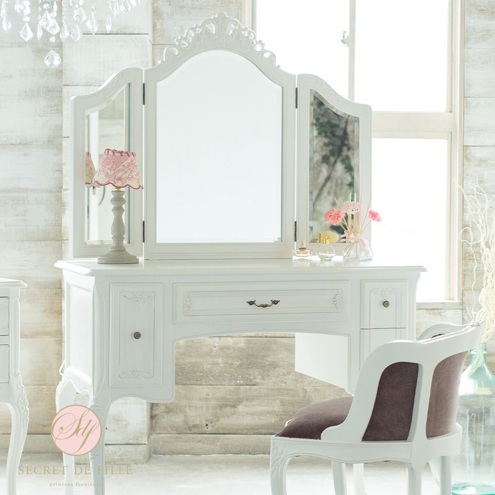 3面鏡 ドレッサー アンティーク レトロ ロココ 姫 猫脚 化粧台
