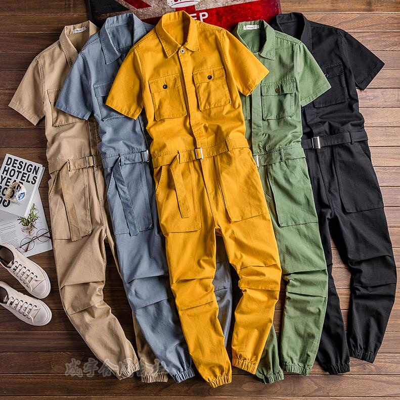 つなぎ ツナギ オールインワン オーバーオール 綿 半袖 メンズ