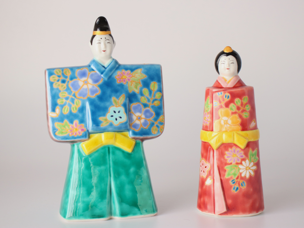 九谷焼 5.5号立雛人形 金花紋 親王飾り コンパクト おしゃれ 平飾り 二