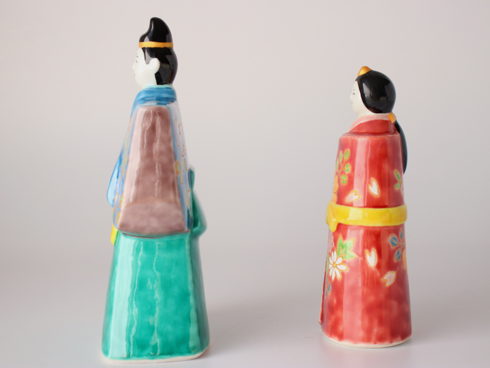 九谷焼 5.5号立雛人形 金花紋 親王飾り コンパクト おしゃれ 平飾り 二