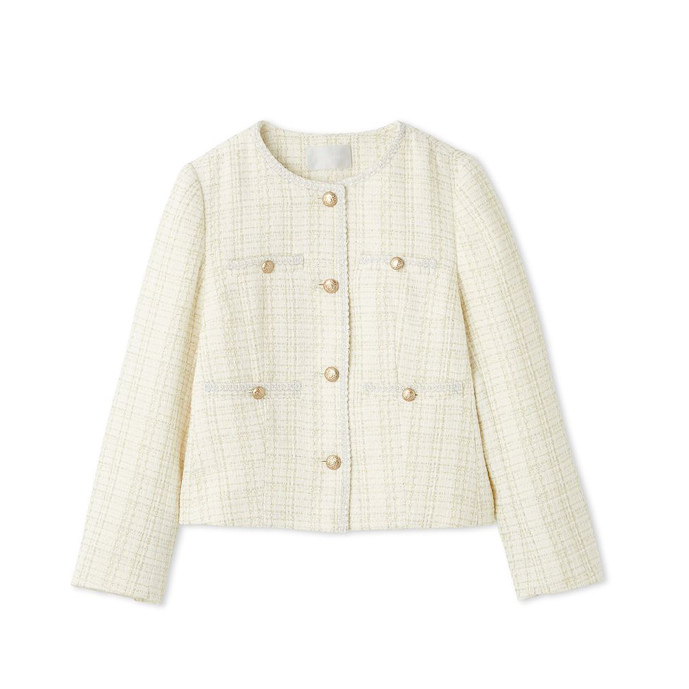 CELFORD（セルフォード） ミドル丈ノーカラーツイードジャケット