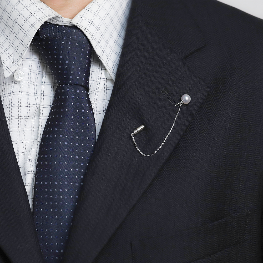 ブローチ ラペルピン メンズ 男性用 あこや本真珠 アコヤピンブローチ