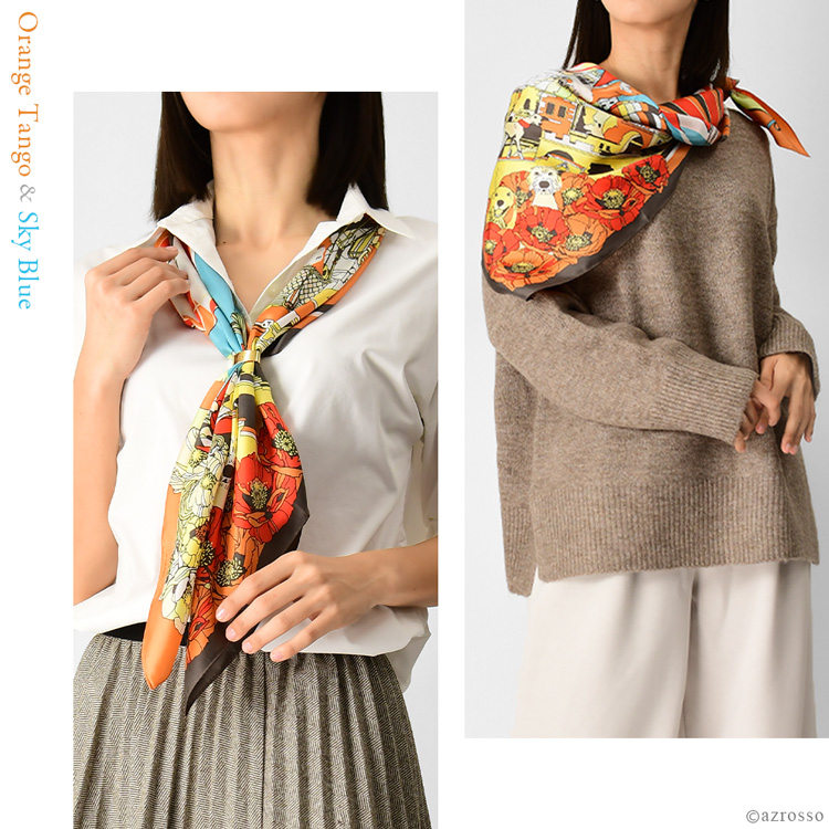 シルク スカーフ 大判 正方形 90 cm uv 日本製 横浜 70代 30代 40代 50