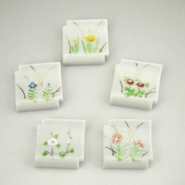 京焼 清水焼 瓦五草花箸置き セット 芳山 : 松韻堂 Yahoo!店 - 通販