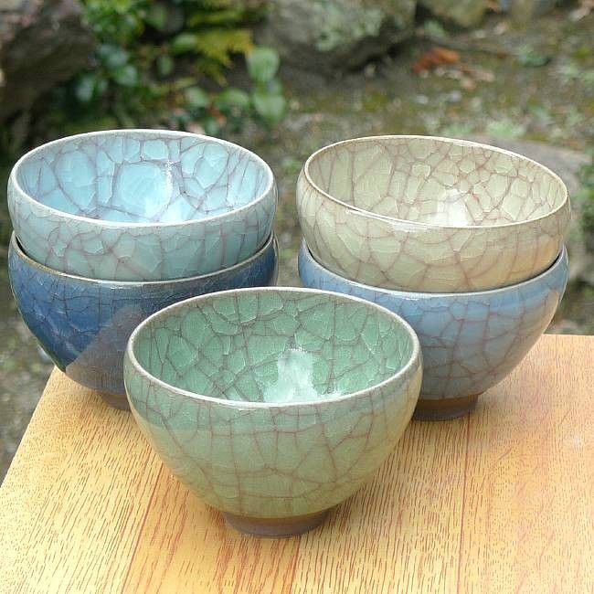 京焼 清水焼 青瓷貫入お茶呑茶碗揃え 利宗 : 松韻堂 Yahoo!店 - 通販
