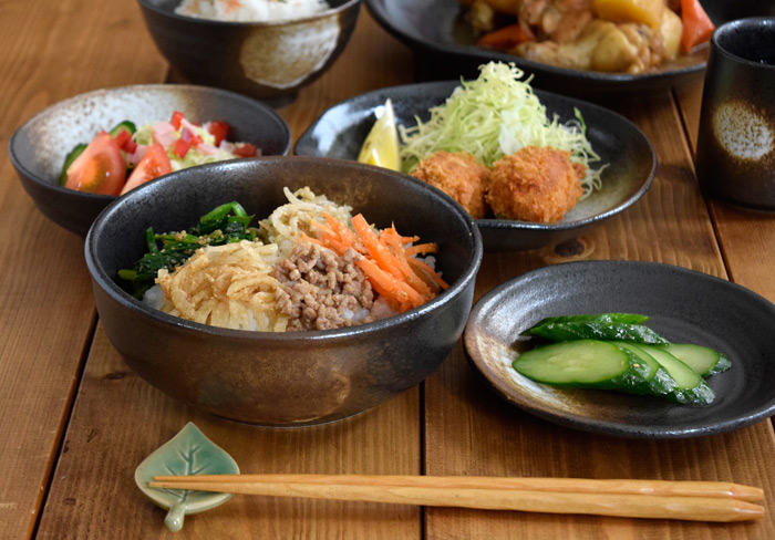 爆買和食器 16cm サラダボウル 2人用 黒備前 多用鉢 鉢 備前風 和風