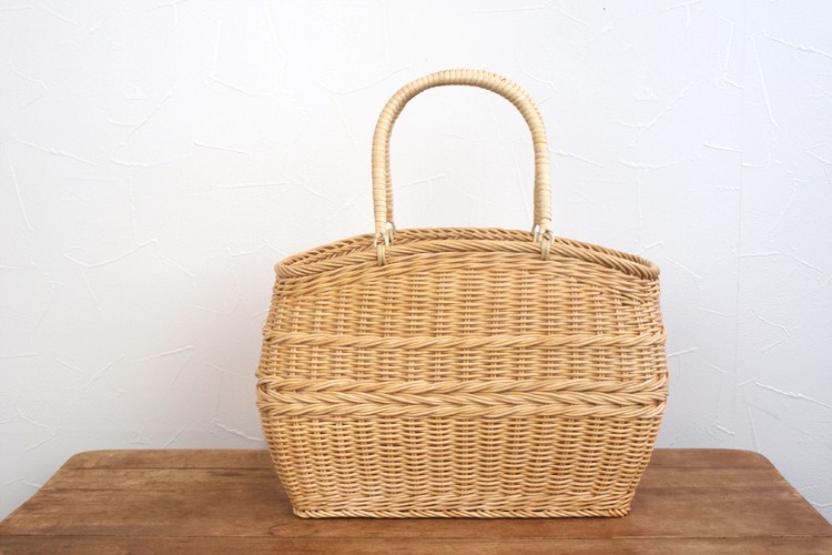 松野屋 日本製 籐コヅツ 買物かご かごバッグ カゴ 生成B-S バスケット
