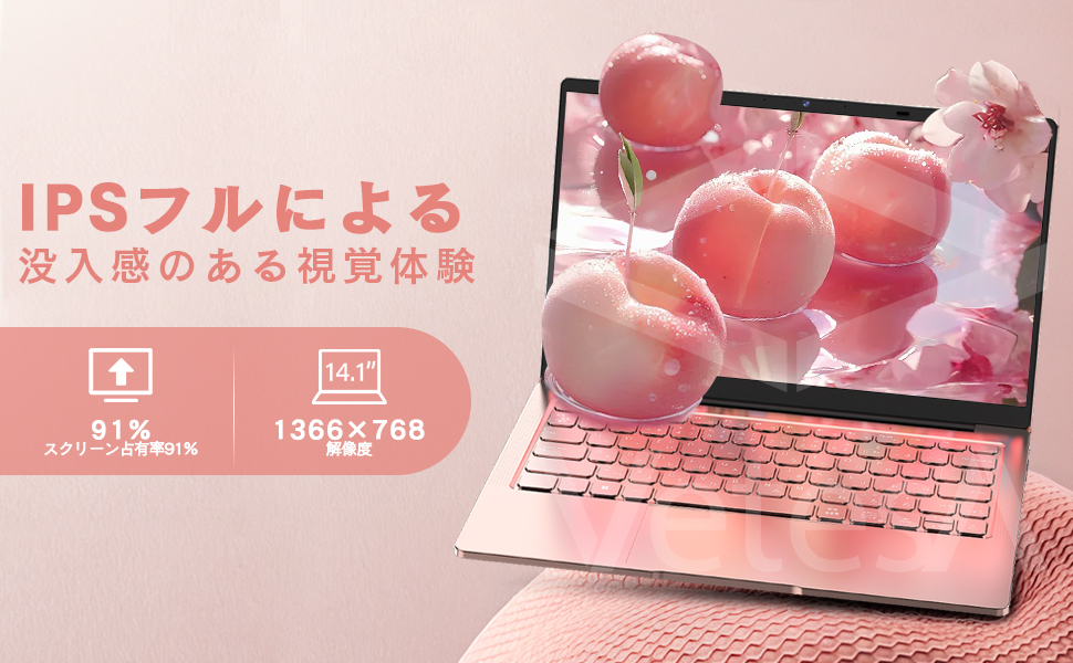 VETESA ノートパソコン 新品 Intel Celeron N3450 ピンク メモリ 12GB