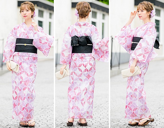 浴衣 レディース 3点セット （浴衣/半幅帯/下駄） bonheur saisons