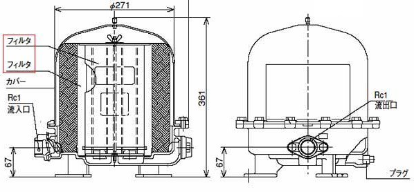 川本ポンプ 井戸水 浄水器 ろ過器 アクアファイン浄水器 MRK2-25用 取
