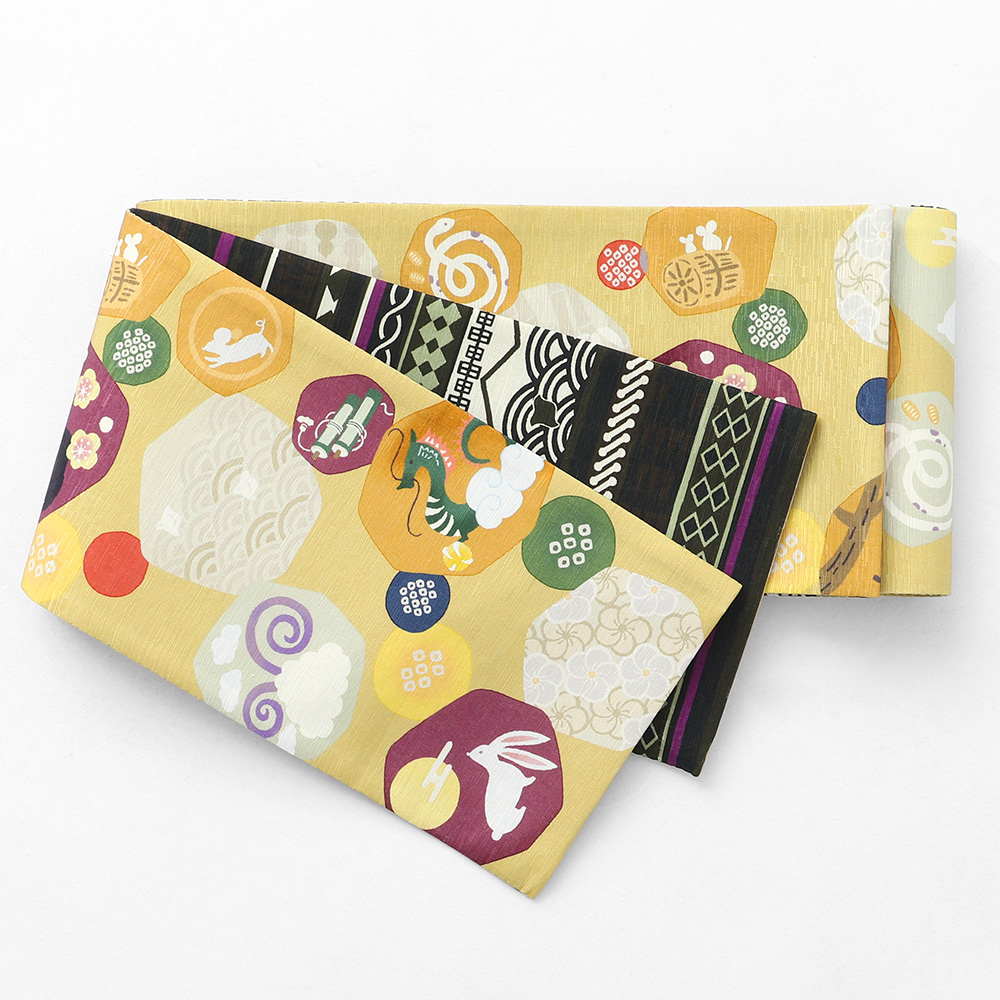 半幅帯 リバーシブル WAKKA ワッカ 帯 細帯 日本製 正絹 単品 おび obi