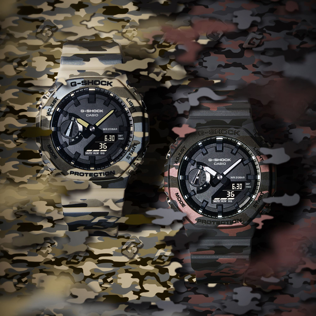 G-SHOCK 2月6日発売 カモフラージュ ベージュ GA-2100CM-5AJF メンズ