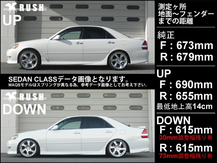 RUSH車高調 マーク2 GX110 JZX110 MAQSモデル 選べるレート フルタップ