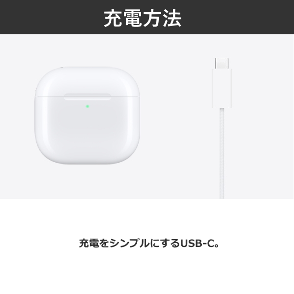Apple Apple AirPods 4 MXP63J/A H2チップ ワイヤレスイヤホン 第4世代