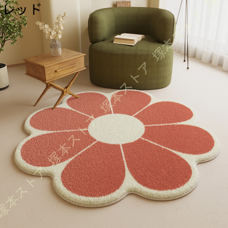 マット 低反発 可愛い 花形 花形ラグ ラグマット 絨毯 じゅうたん 丸