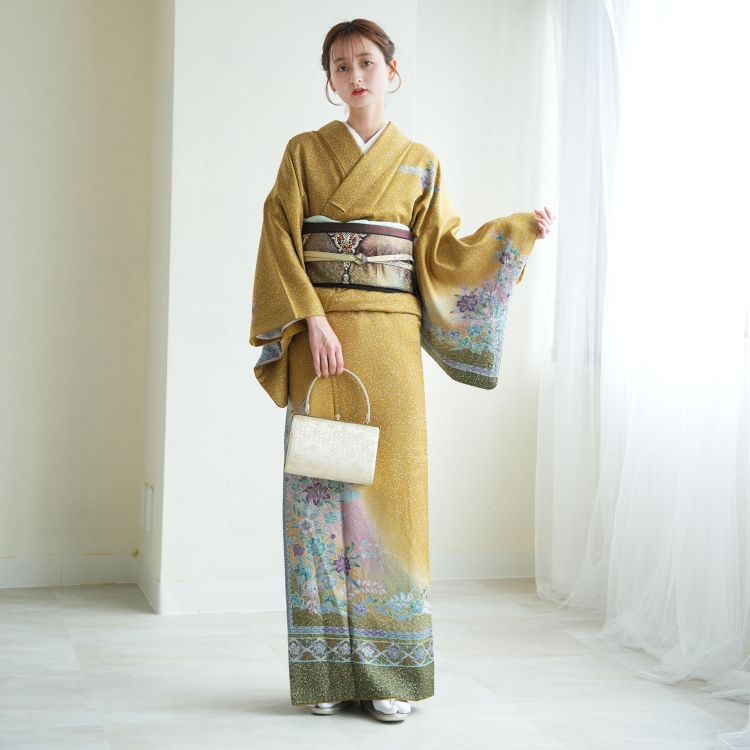 訪問着 レンタル おしゃれ 20点 フルセット 正絹 古典柄 レトロ 花