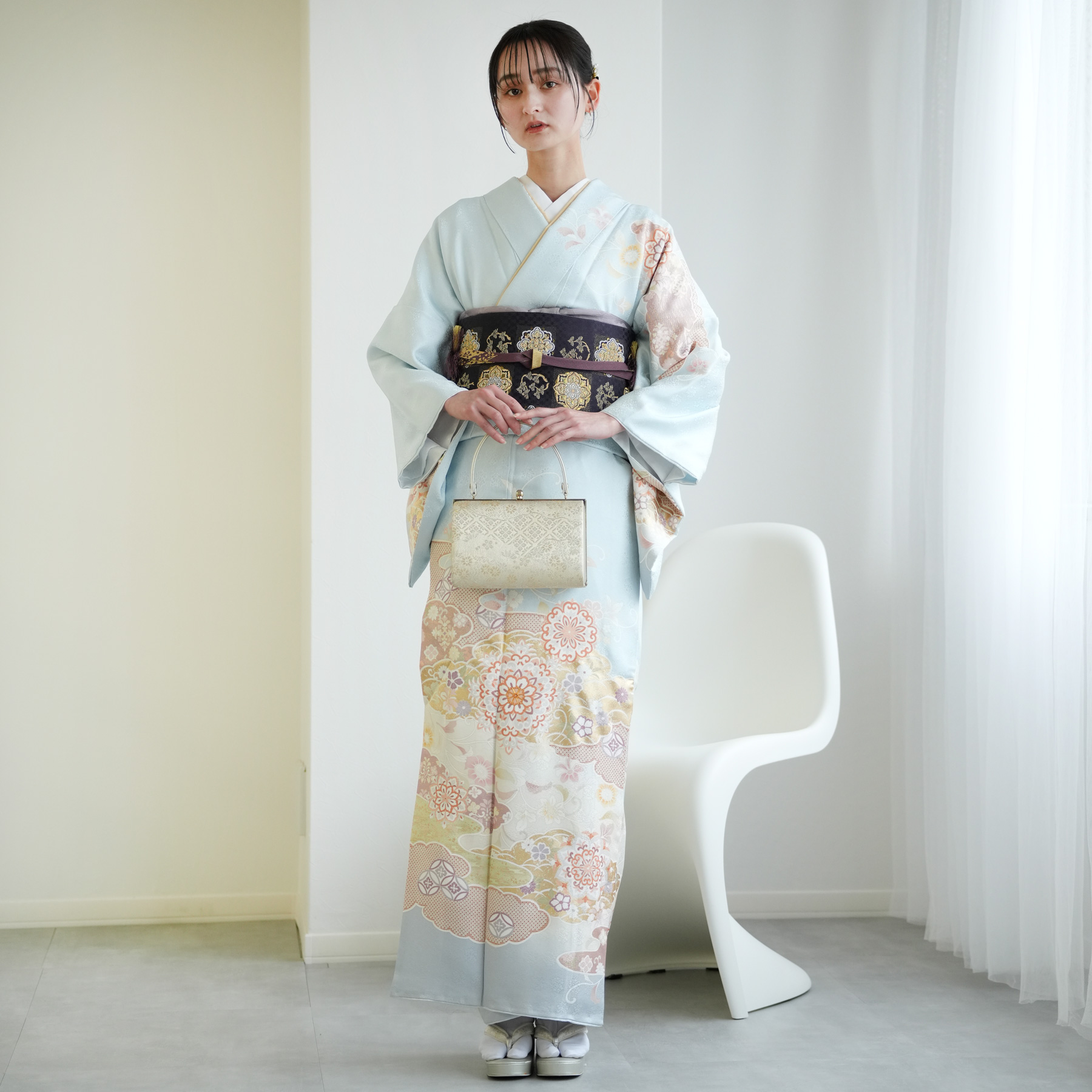 訪問着 レンタル おしゃれ 20点フルセット 水色に唐花文 結婚式 卒業式