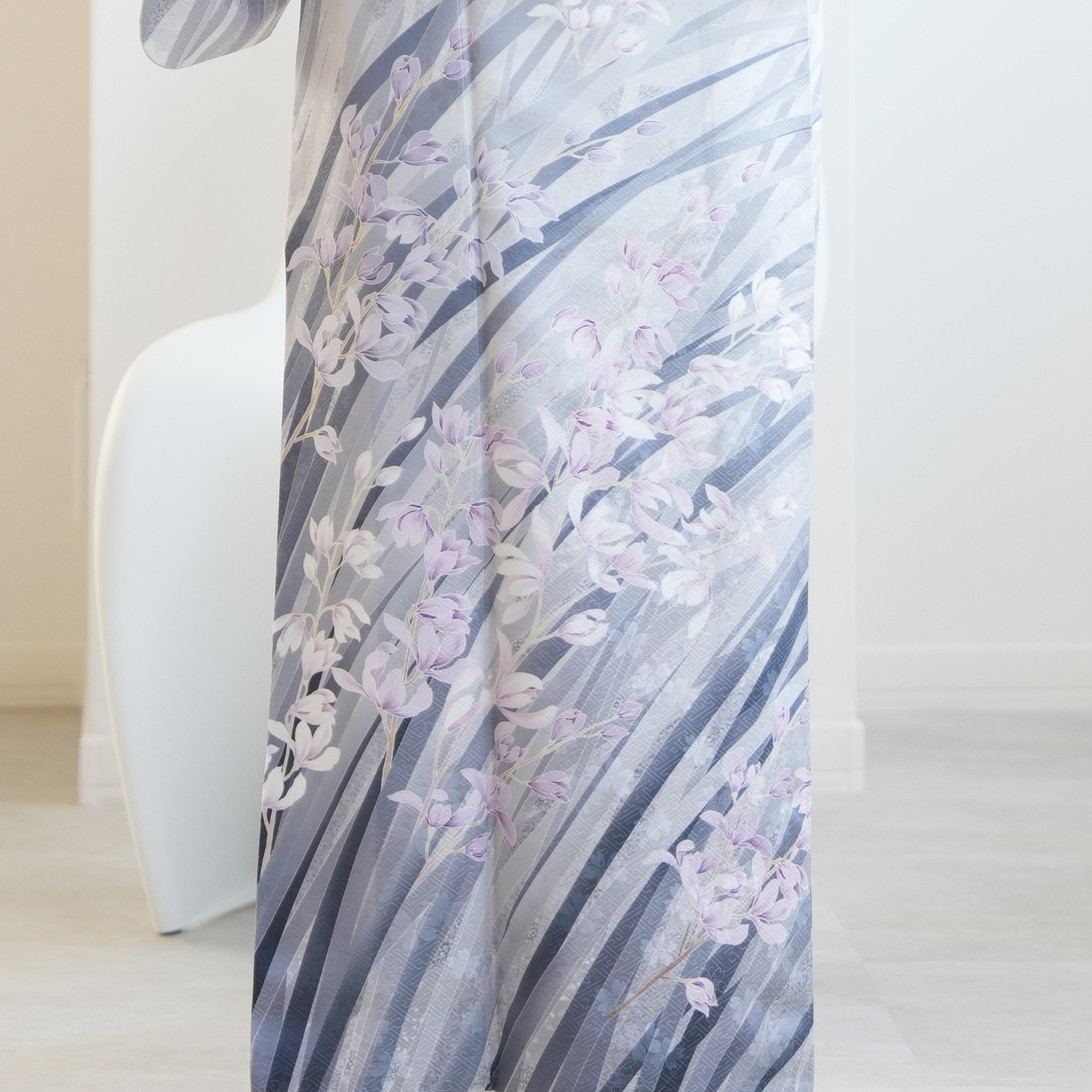 訪問着 レンタル おしゃれ 20点 フルセット 正絹 着物 花 グレー系