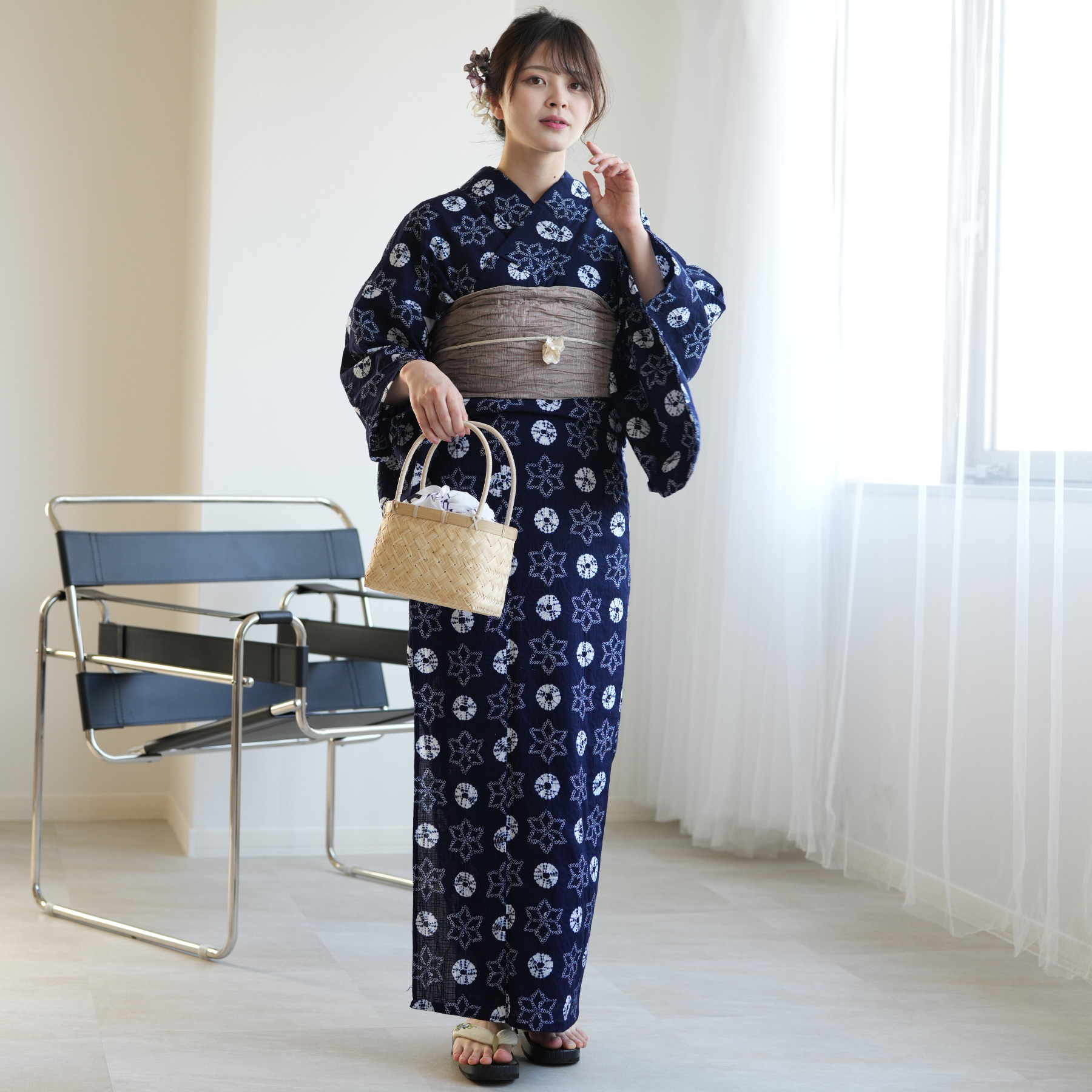 utatane 浴衣 レディース セット 有松絞り 浴衣3点セット 藍色の綺羅星