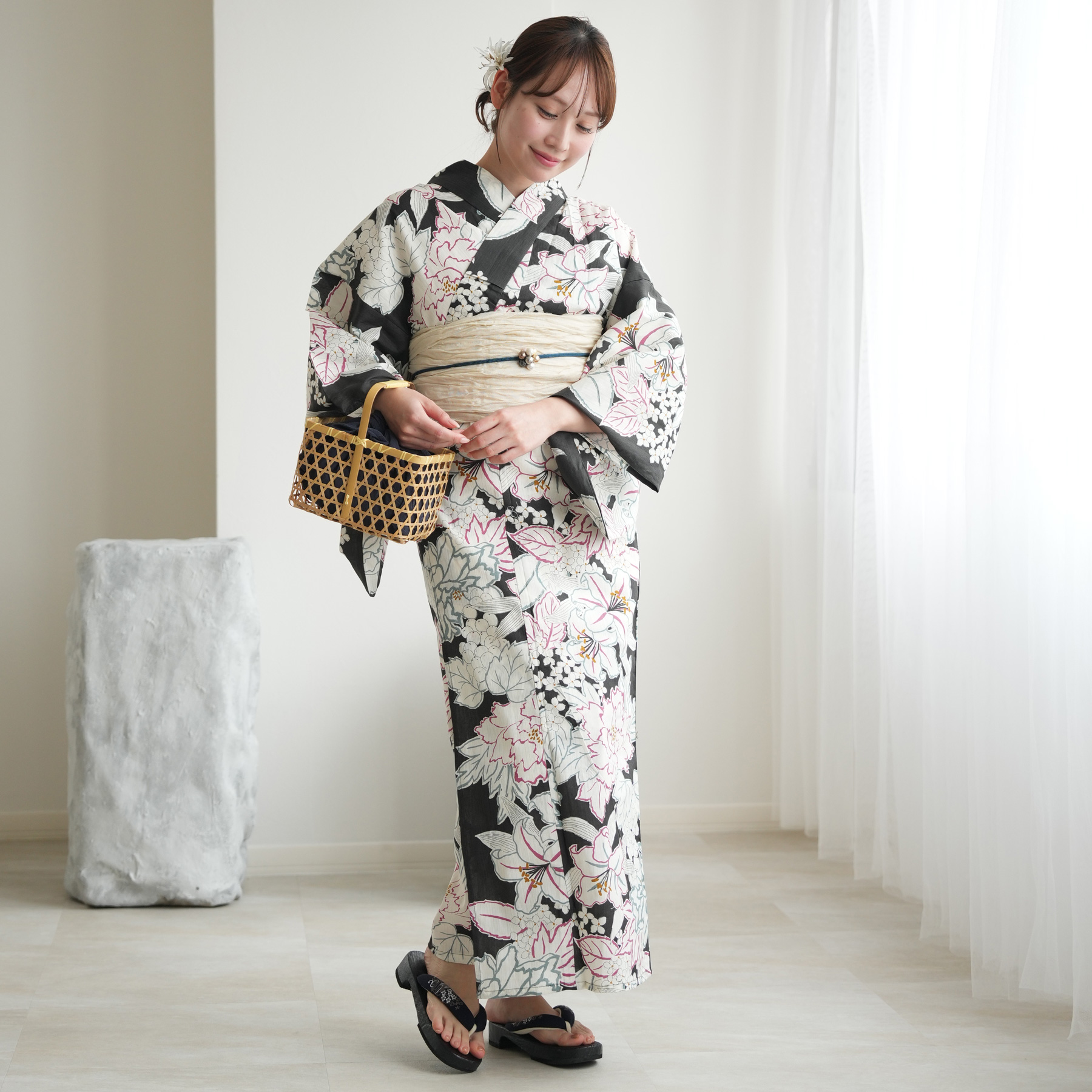 utatane 浴衣 レディース セット 高級変わり織 フリーサイズ 浴衣3点