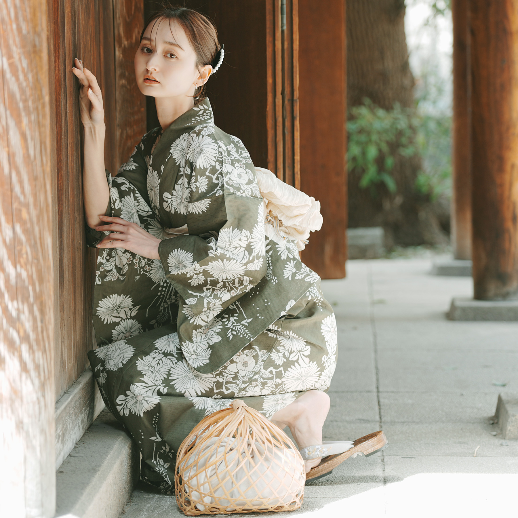 utatane 浴衣 レディース セット 浴衣/帯/下駄 フリーサイズ 古典柄