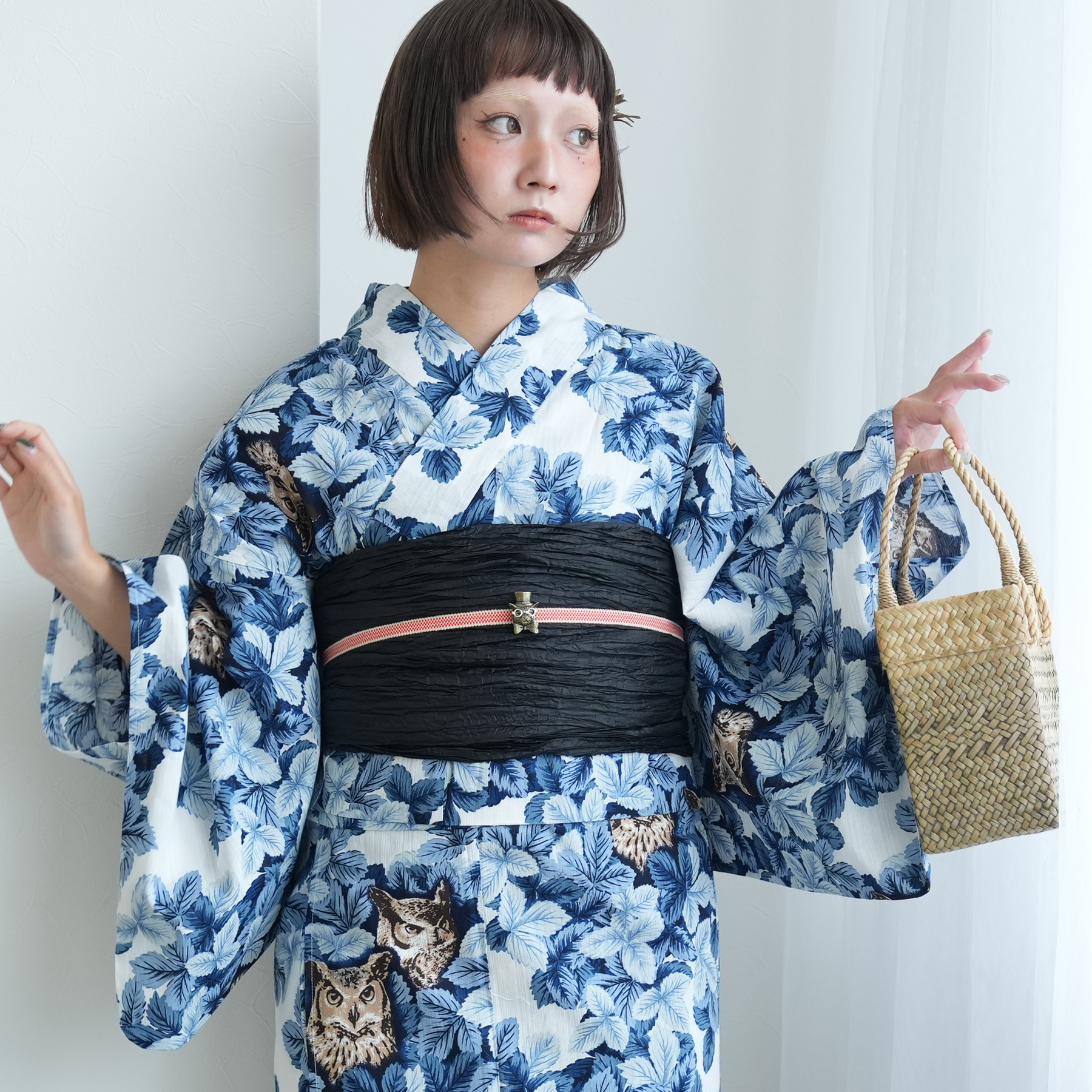 utatane 浴衣 レディース セット 高級変わり織 浴衣3点セット 苔色の