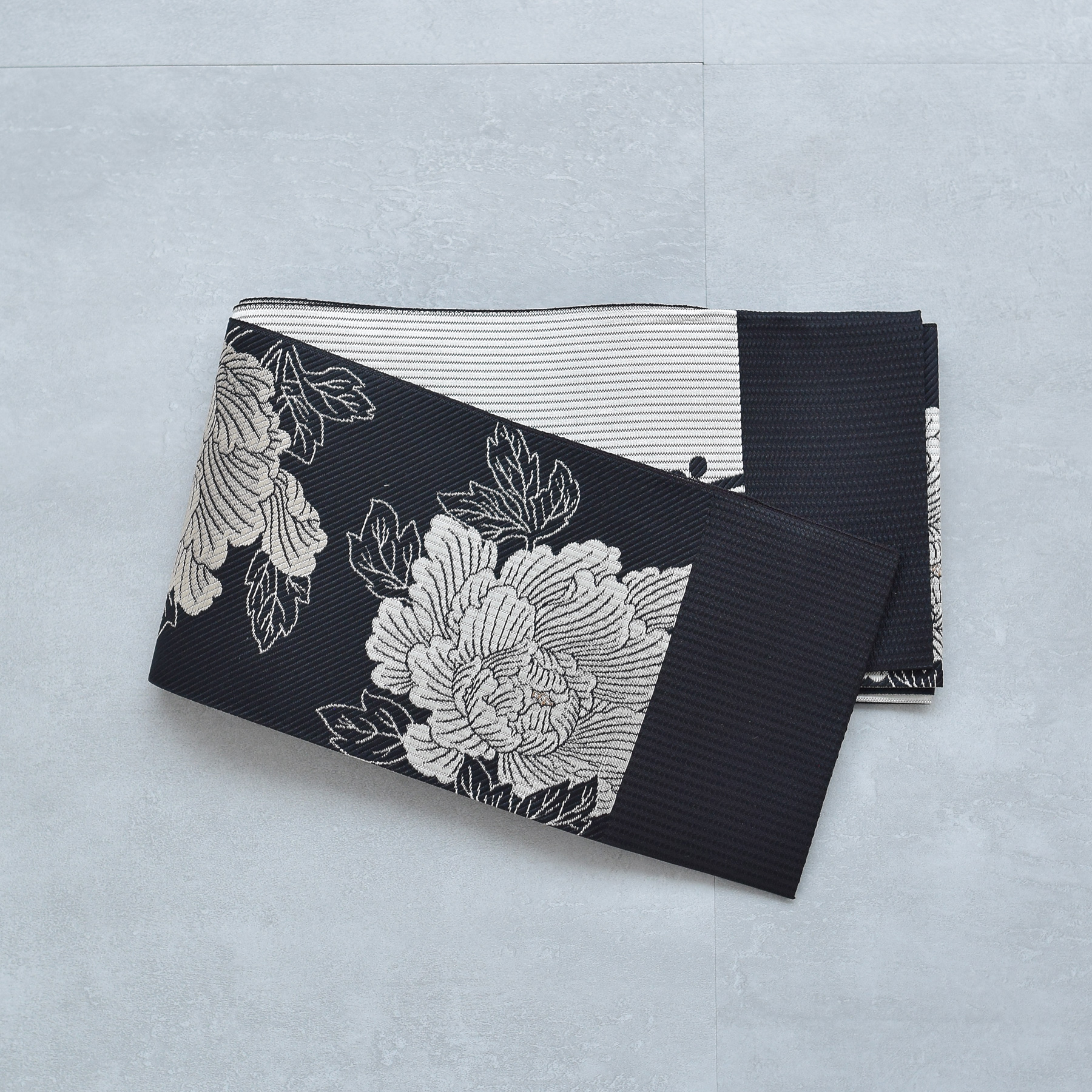 utatane 帯 小袋帯 正絹 半幅帯 博多織 長尺 リバーシブル 牡丹