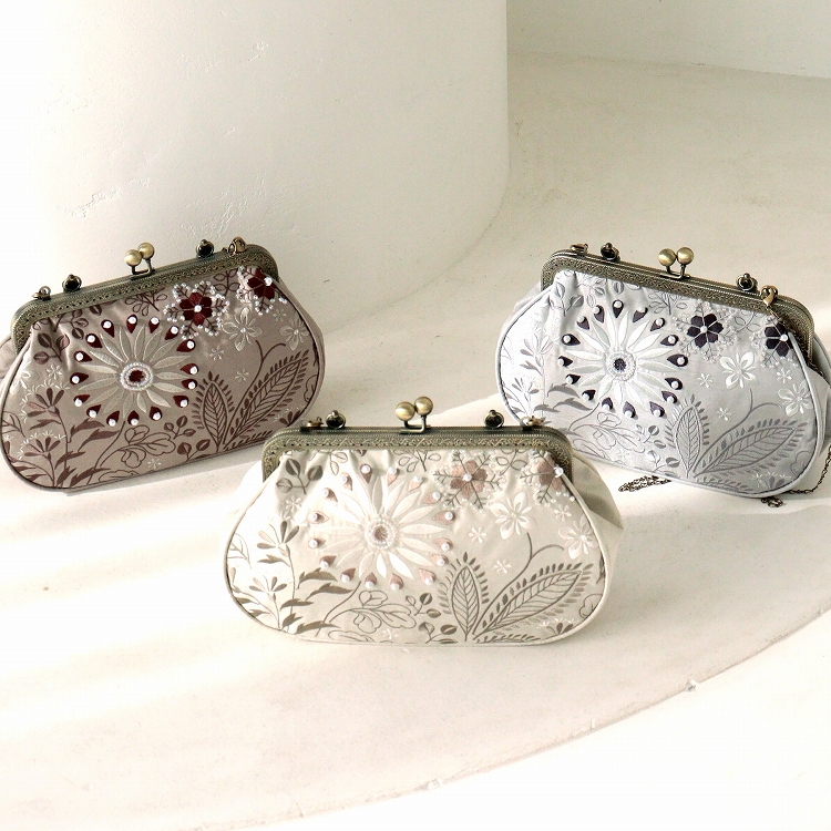 がま口 バッグ がま口バッグ レトロ ビーズ パールビーズバッグ