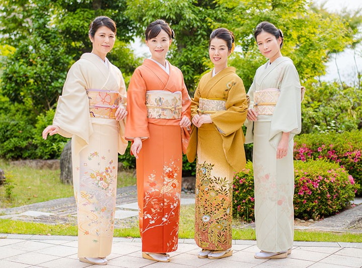 レンタル フルセット 高級正絹 訪問着 HO-MA602 紅藤色 流水に椿 結婚