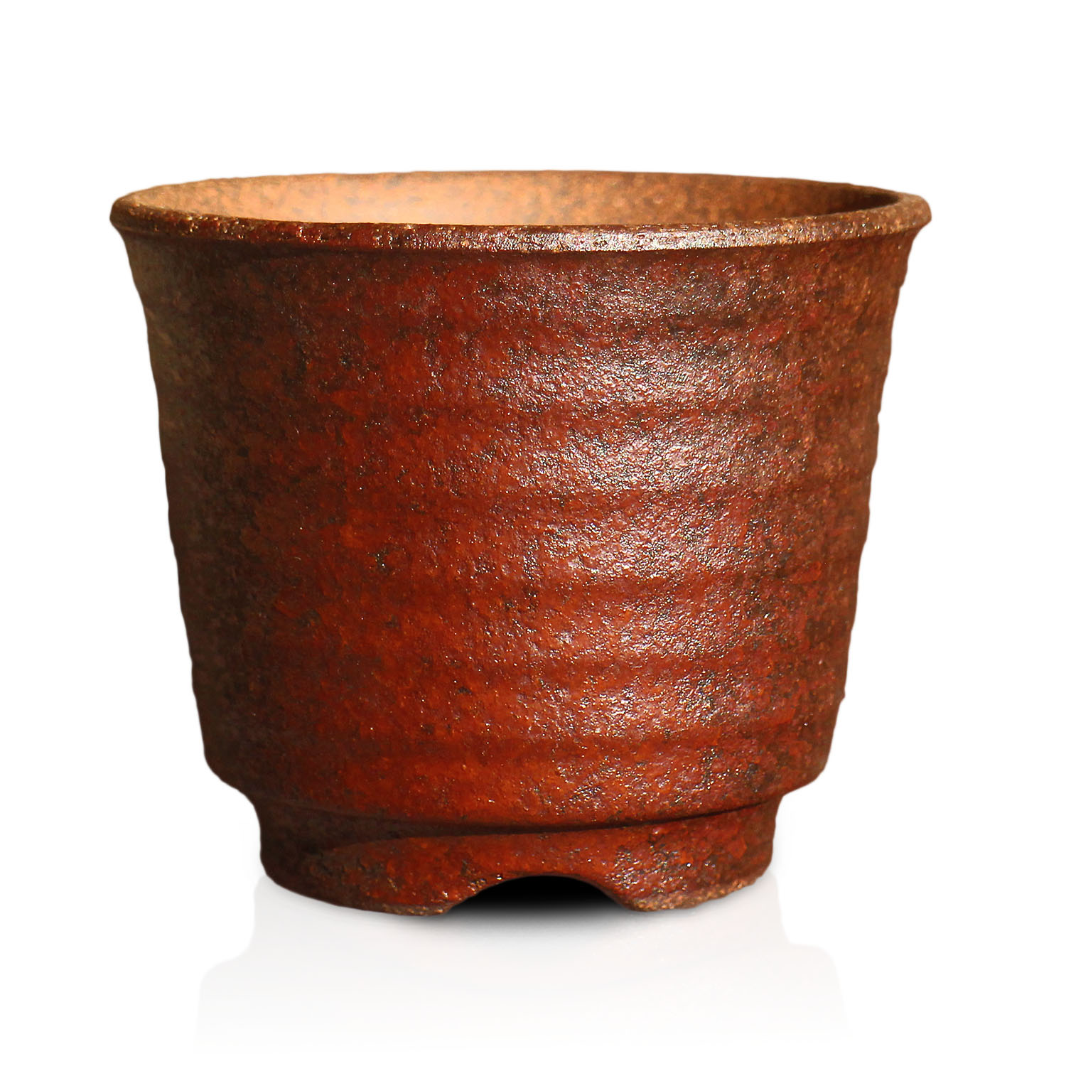 盆栽鉢 六平 3号 四日市萬古焼 金彩 黒 赤吹 金吹 黒吹 5色 丸 円形