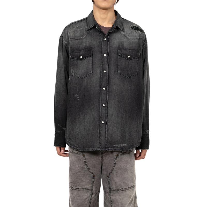 KAMIYA カミヤ G14SH041 Denim Western Shirt ブラック メンズ 長袖