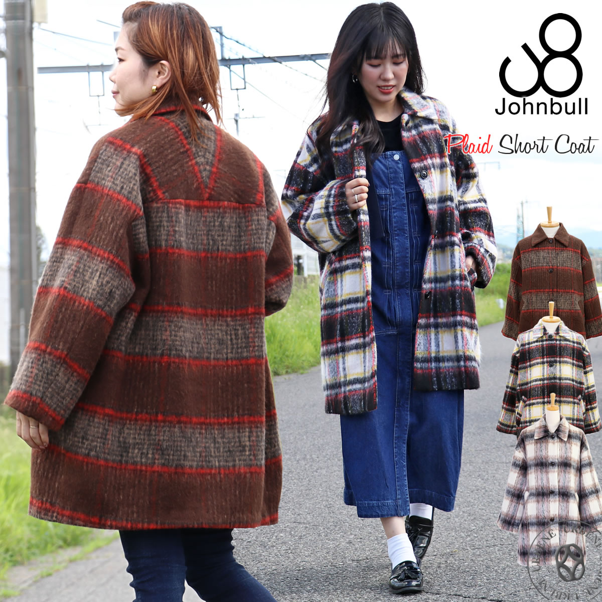 Johnbull（ジョンブル） コート レディース シャギーチェック柄