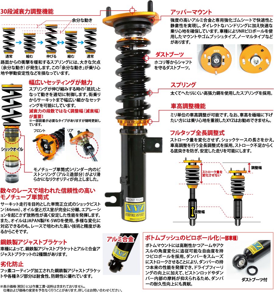 XYZ 車高調 シビック FD1 ホンダ SS Type SS-HN22 フルタップ車高調