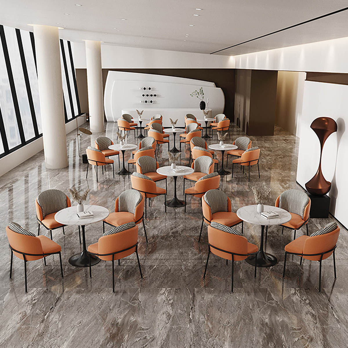 VeroMan ラウンジチェア ロビーチェア ダイニングチェア PUレザー 千鳥