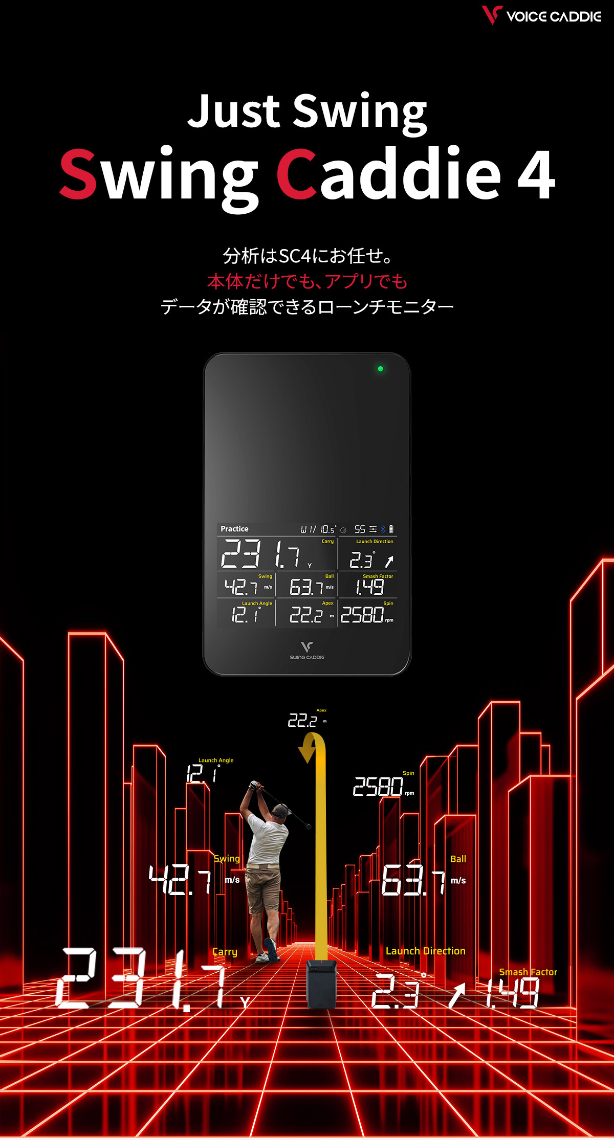 VOICE CADDIE（ボイスキャディ） SC4 弾道測定器 ゴルフ ポータブル