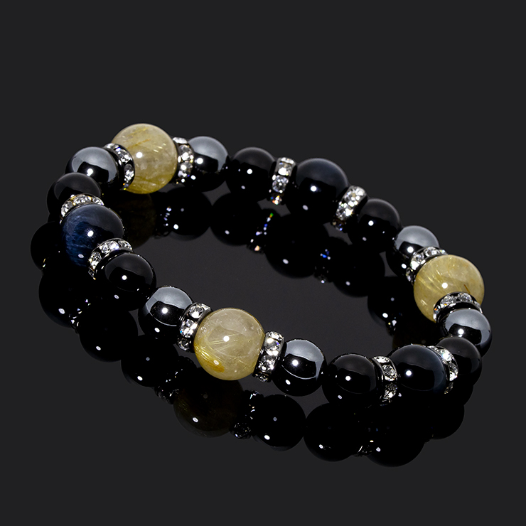 X.G】ルチルクォーツ・ブルータイガーアイ メンズブレスレット