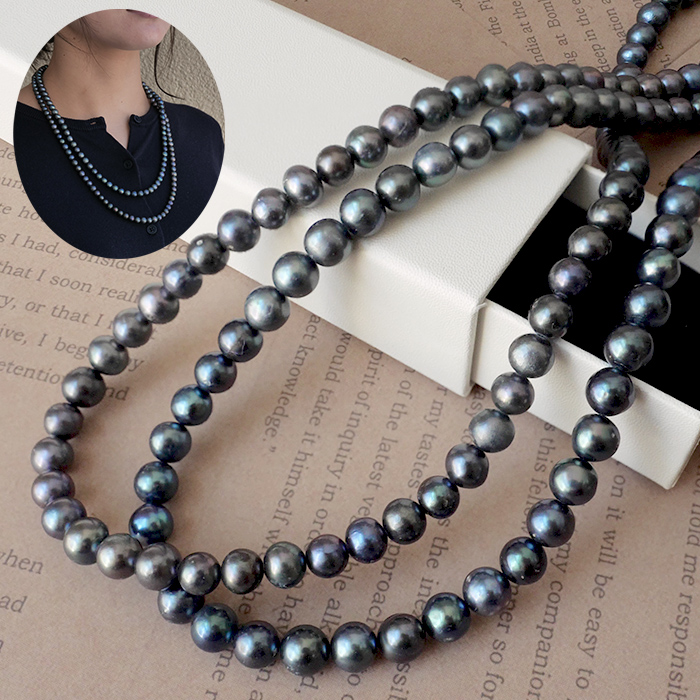 日本製 103. 淡水パール ネックレス 120cm ニアラウンド ピーコック