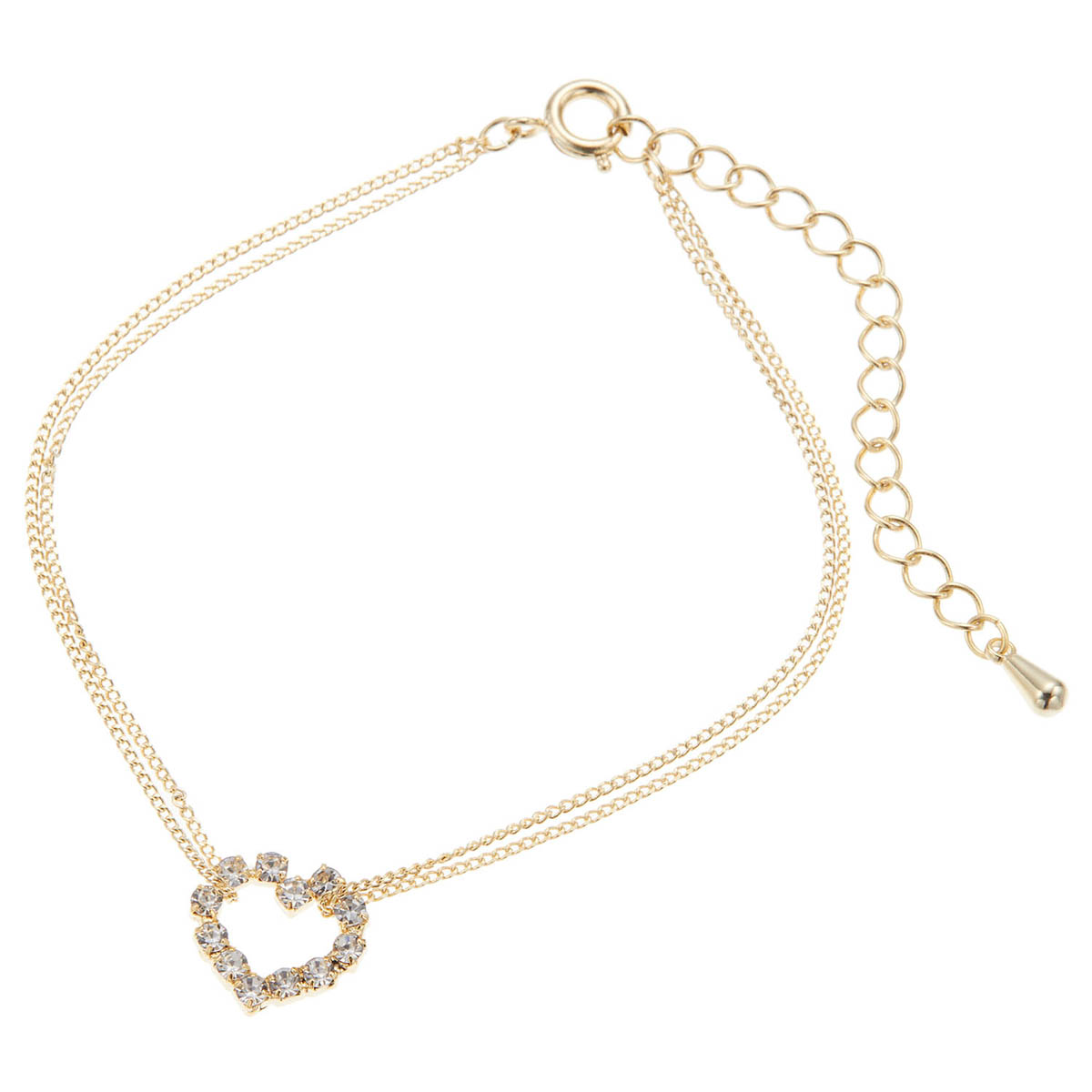 ブレスレット ハート 2連 ラインストーン キラキラ エレガント