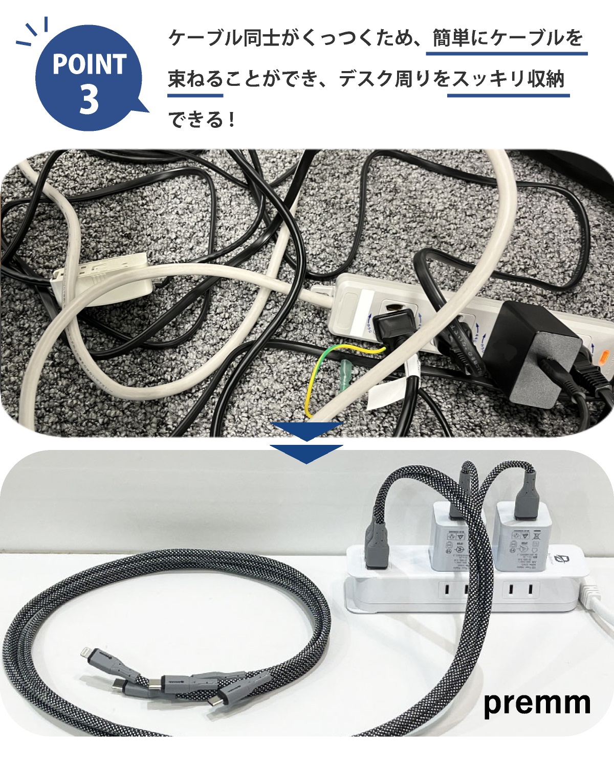 ヒルナンデスで紹介！」次世代 USBケーブル マグネット内蔵 ＆ 絡ま