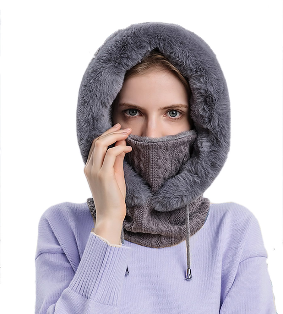 爆買 帽子 ニンジャりん フード型 ネックウォーマー ボア ニット