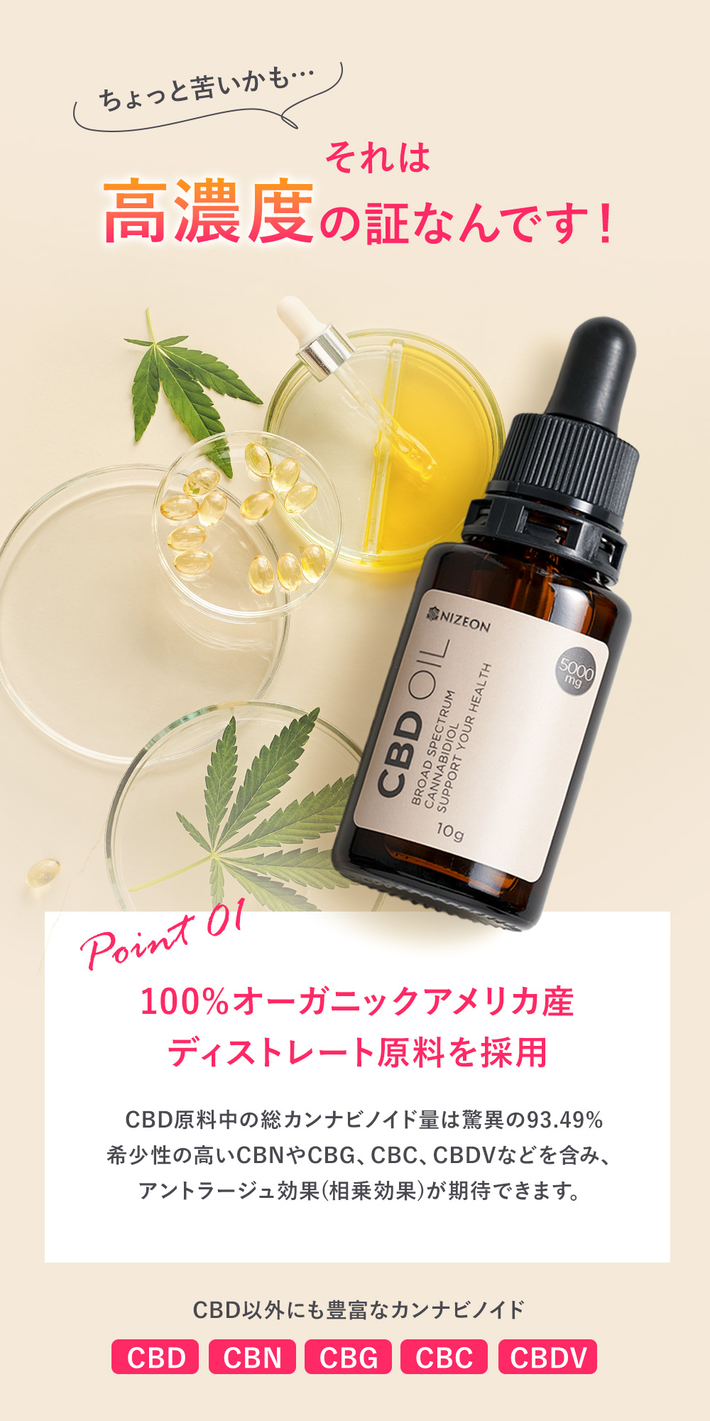 定価4,980円→20%OFF！】 CBDオイル 5000mg 50% CBN CBG 高濃度