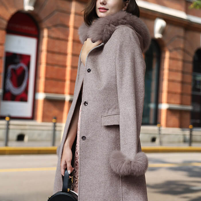 ウール ウールコート レディース 毛皮 フォックス ファー アウター