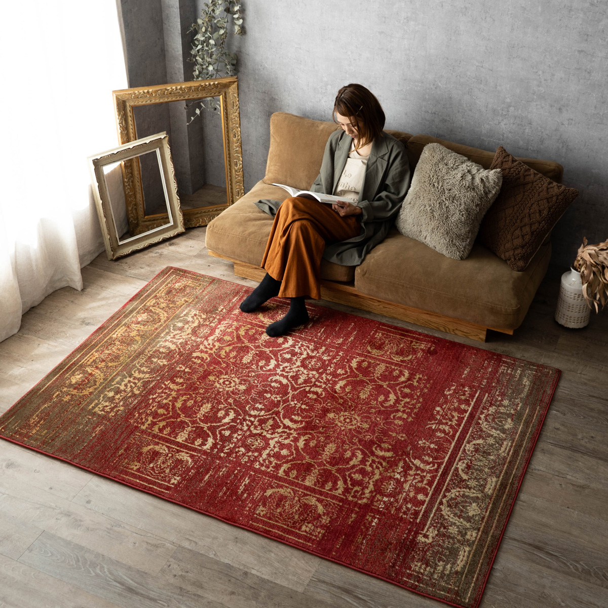 50×100 ベージュトルコヴィンテージラグ ミニサイズ ヴィンテージ風