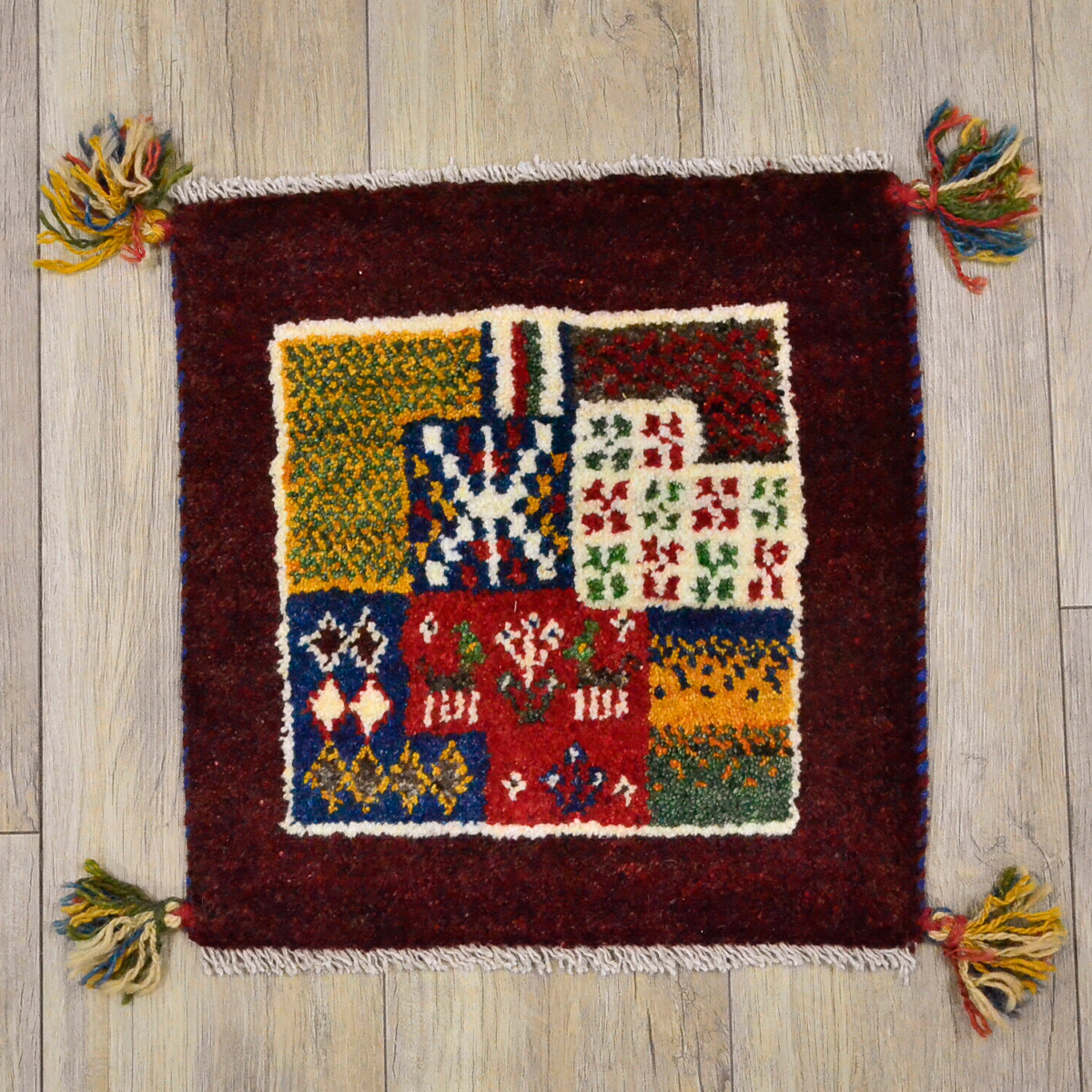 サヤンサヤン ギャッベ 座布団 イラン ギャベ ペルシャ 約 40x40cm