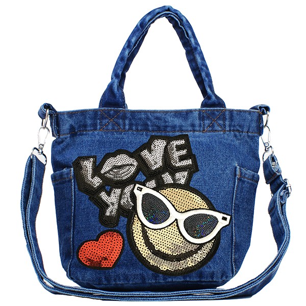 GISELLE スマイルデザイン 2way ショルダーバッグ トートバッグ デニム