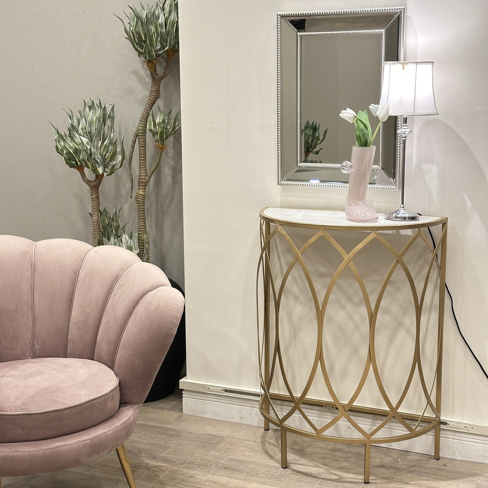 天板大理石 半円コンソールアイアン コンソール テーブル サイド