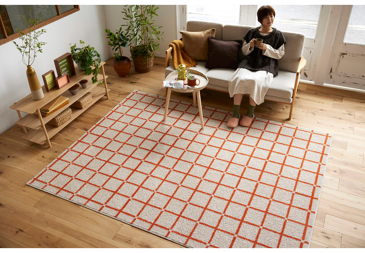 日本製 ラグ 185×240cm 滑り止め オセロ チェック柄 カラーライン