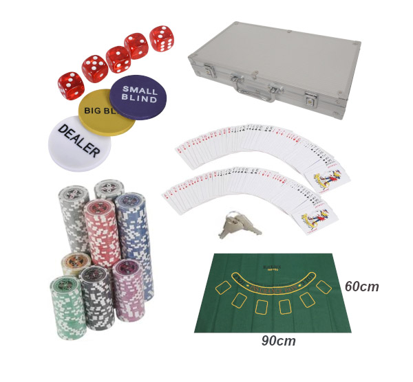 カジノチップ300枚&BJマットセット シルバー カードゲーム パーティー