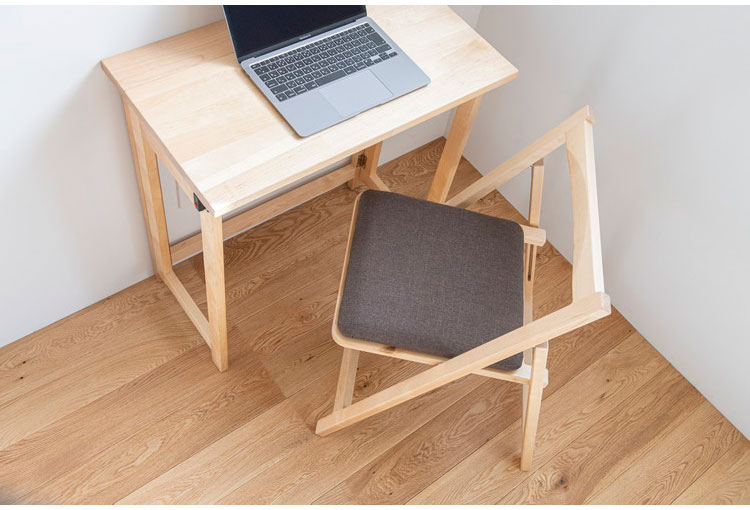 2脚セット 天然木 収納式 折りたたみチェア ゆったり座面 ダイニング